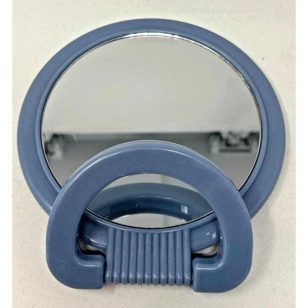 Vintage Scünci Blue Handheld Mirror‎ Plastic Travel Vanity Mirror